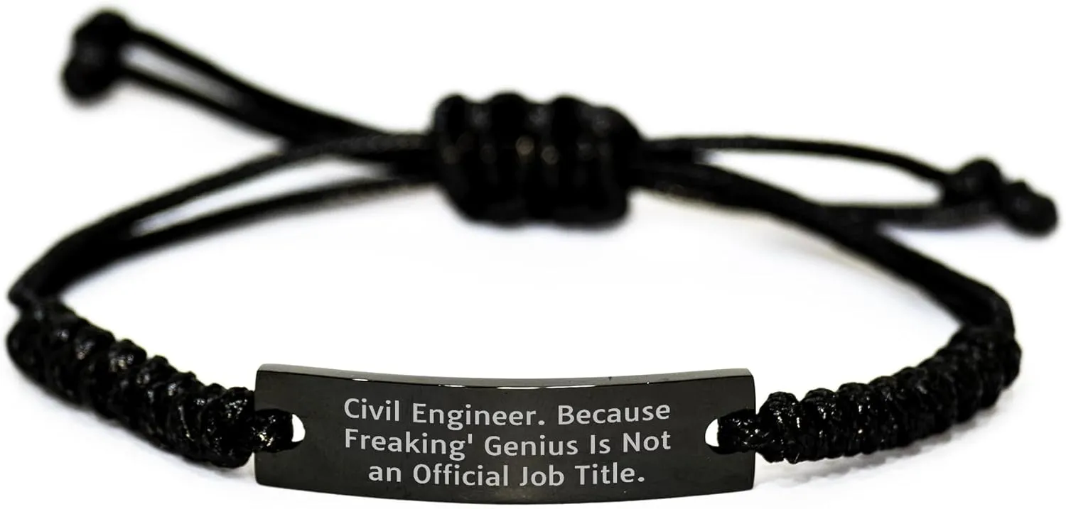 Civil Engineer Witty Quote Rope Bracelet, Funny Gift from Friends, Unique Father's Day Present for Men