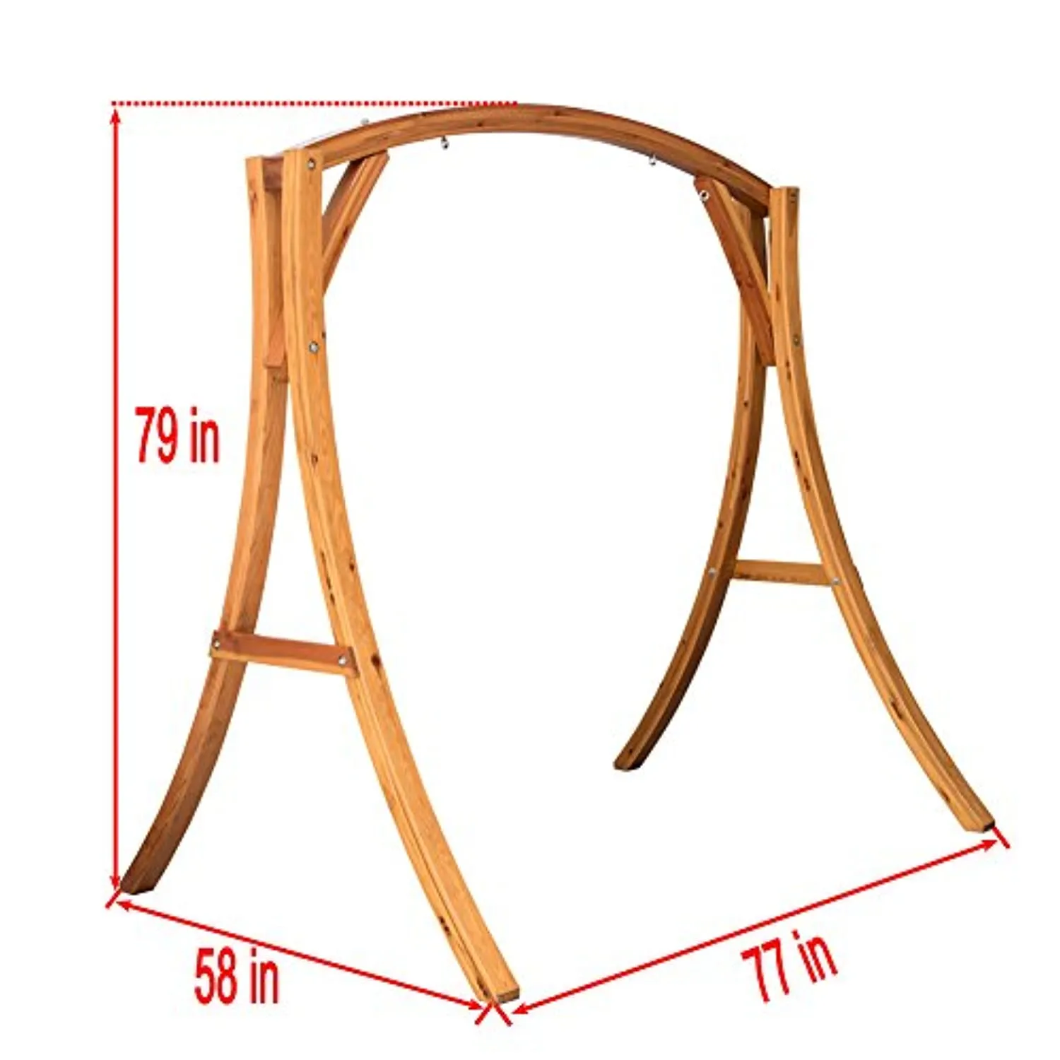 CleverMade Outdoor Hammock Hanging Chair Wooden Arc Stand, Deluxe Russian Pine Hardwood Swing Chair Stand for Outside Indoor Patio Garden Backyard, 450LB Capacity