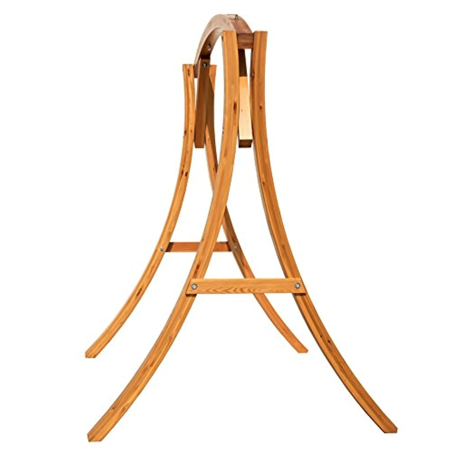 CleverMade Outdoor Hammock Hanging Chair Wooden Arc Stand, Deluxe Russian Pine Hardwood Swing Chair Stand for Outside Indoor Patio Garden Backyard, 450LB Capacity