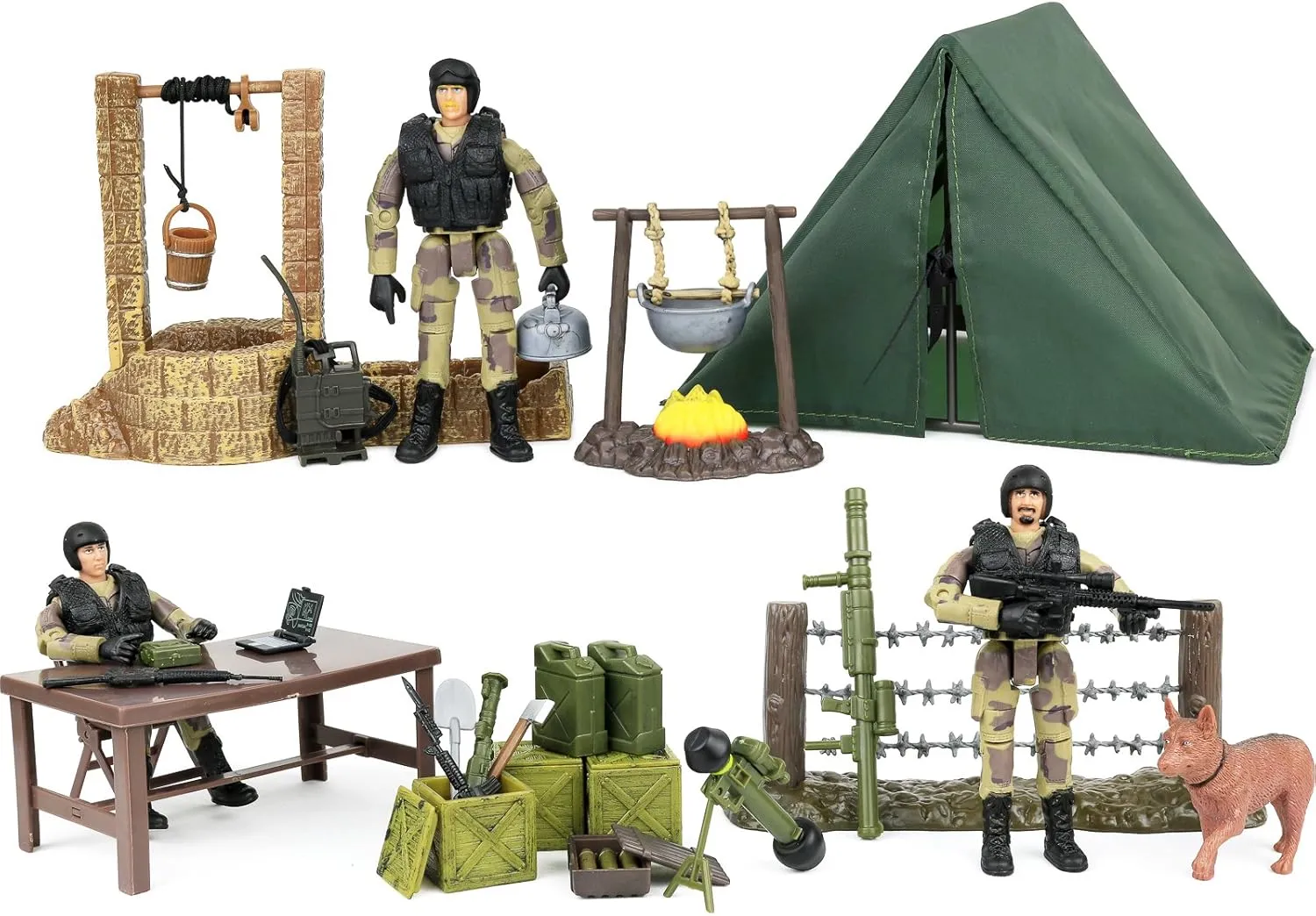Click N' Play Military Campsite 35 Piece Play Set with Accessories.