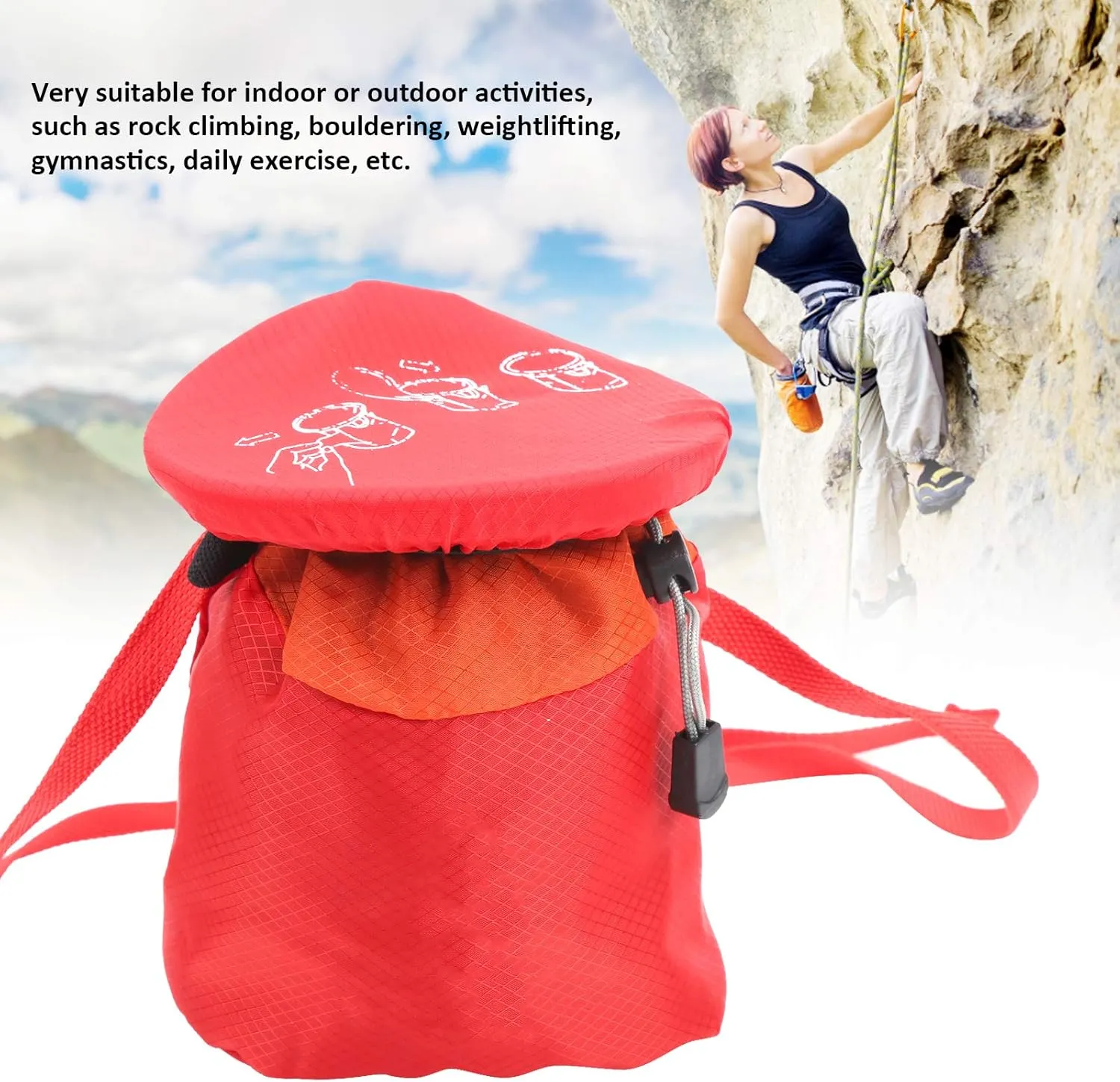 Climbing Chalk Bag,Bouldering Chalk Bag Bucket with Quick - Clip Belt Outdoor Mountaineering Antiskid Equipment