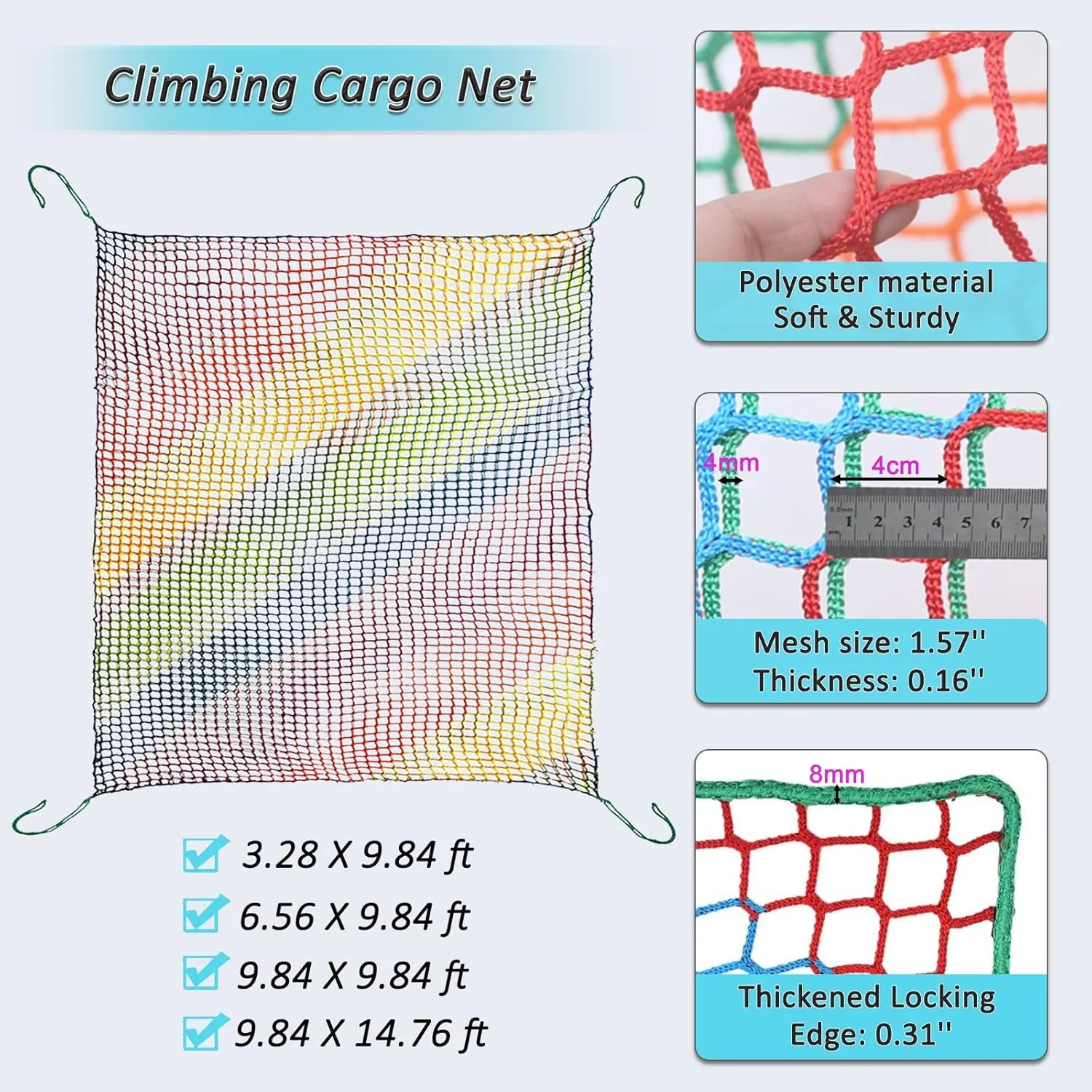 Climbing Net for Kids Double Layers Playground Safety Net Polyester Climbing Cargo Net Rope Bridge Nets for Treehouse Backyard Monkey Bars