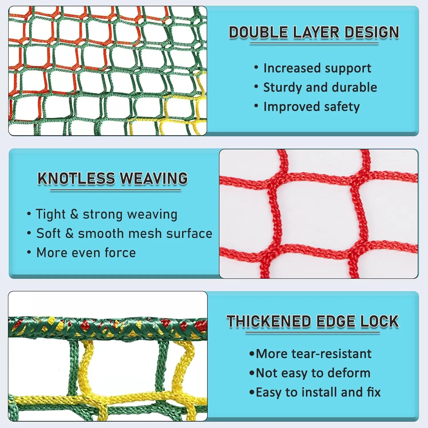 Climbing Net for Kids Double Layers Playground Safety Net Polyester Climbing Cargo Net Rope Bridge Nets for Treehouse Backyard Monkey Bars
