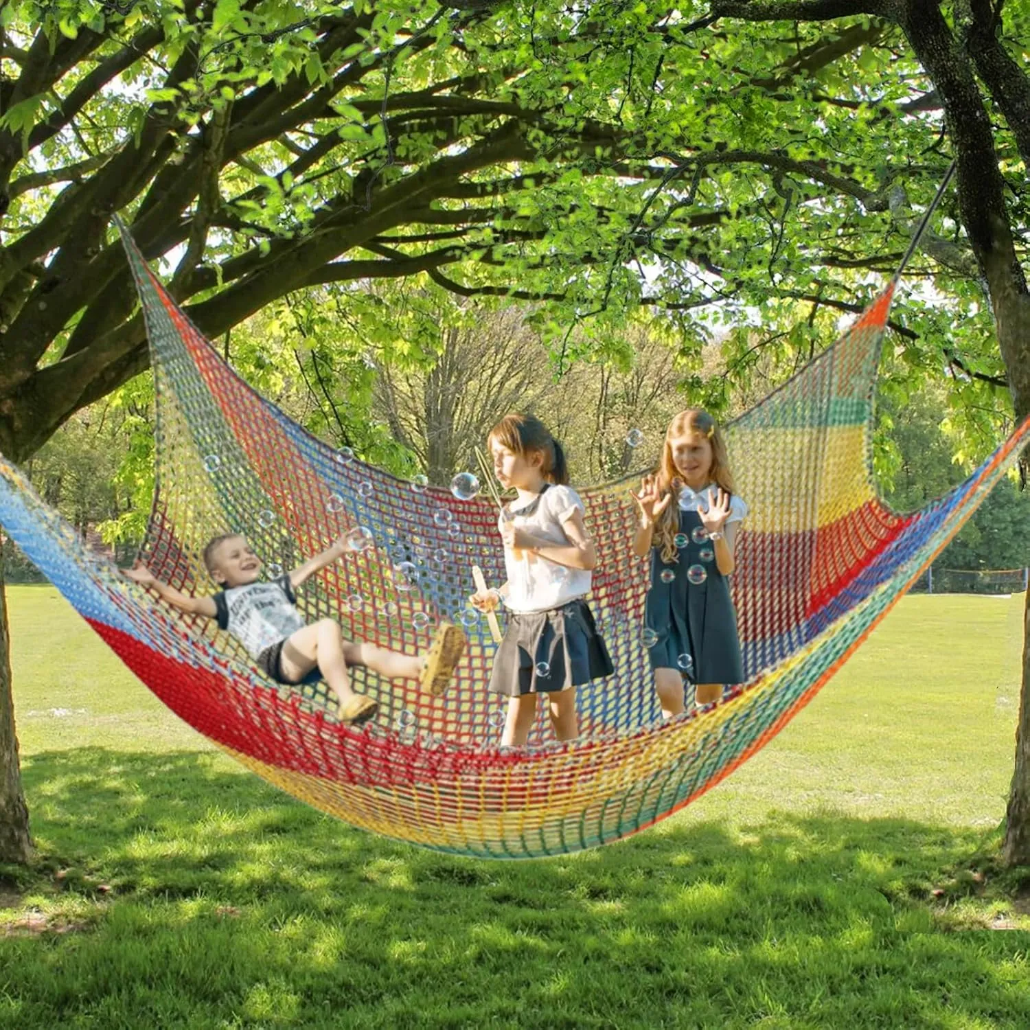 Climbing Net for Kids Double Layers Playground Safety Net Polyester Climbing Cargo Net Rope Bridge Nets for Treehouse Backyard Monkey Bars