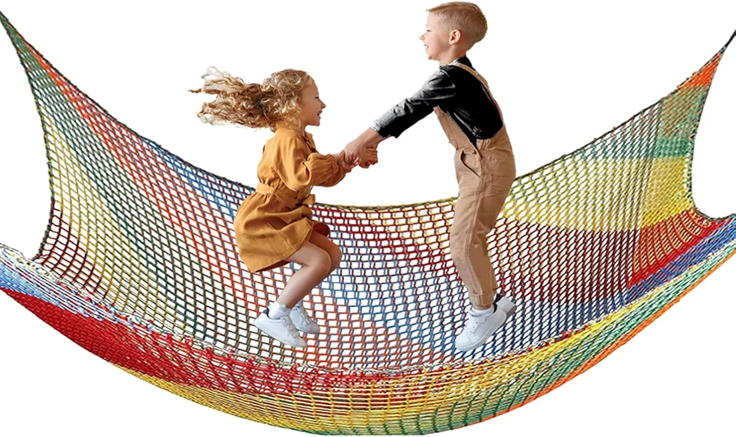 Climbing Net for Kids Double Layers Playground Safety Net Polyester Climbing Cargo Net Rope Bridge Nets for Treehouse Backyard Monkey Bars