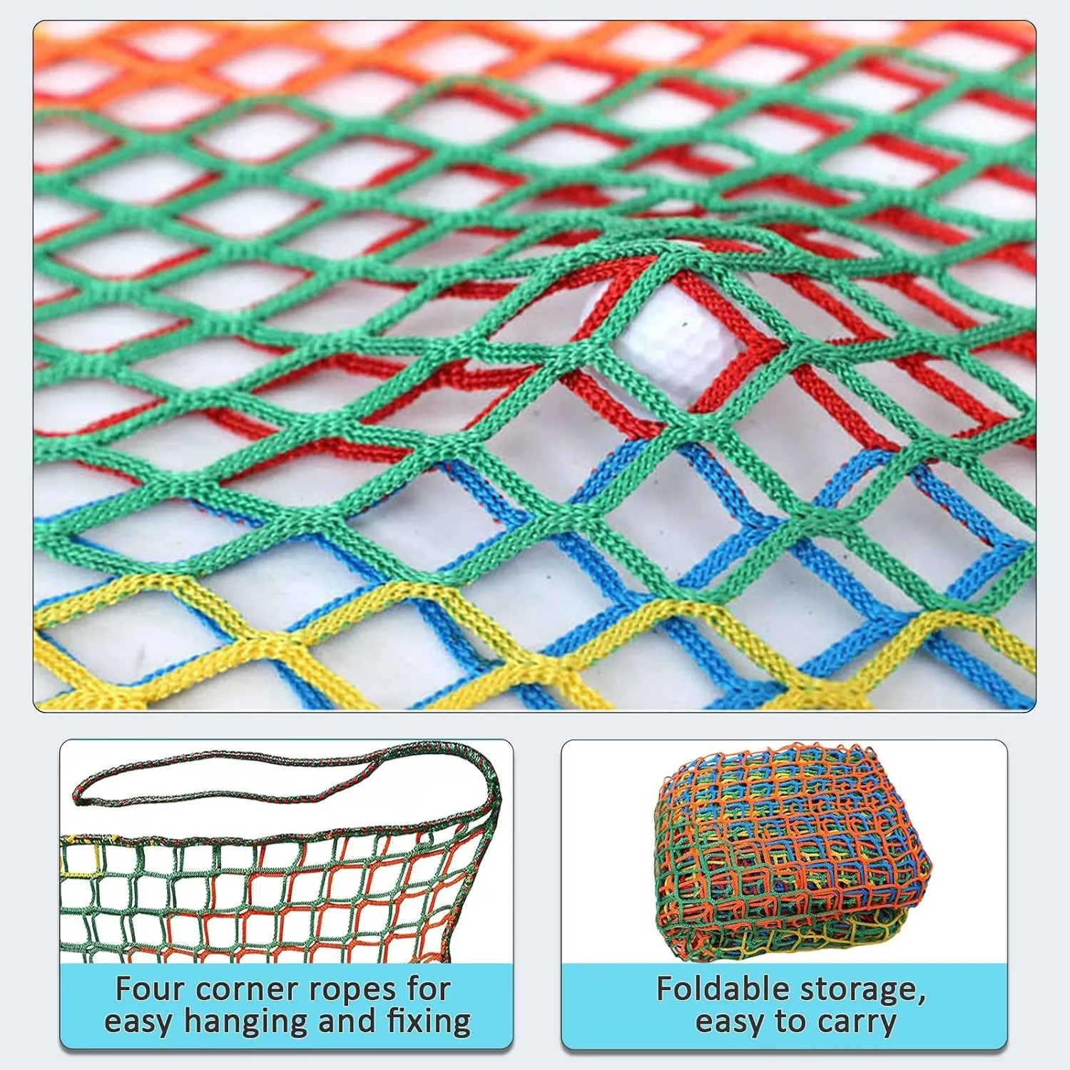Climbing Net for Kids Double Layers Playground Safety Net Polyester Climbing Cargo Net Rope Bridge Nets for Treehouse Backyard Monkey Bars