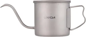 Coffee Maker, Camping Pot, Backpacking Kettle with Portable Handles and Long Narrow Spout Cooking Pot, Camping Cup for Outdoor Camping Hiking Backpacking, 750 ml 26 oz (Silver)