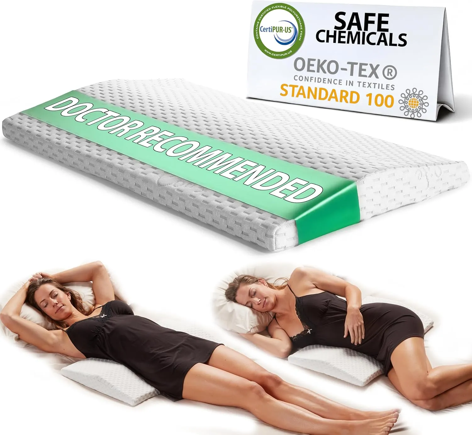 ComfiLife Lumbar Support Pillow for Sleeping Memory Foam Pillow for Back Pain Relief - Side, Back and Stomach Sleepers- Triangle Wedge Bolster Pillow - Bed Rest Pillow (White, Standard)