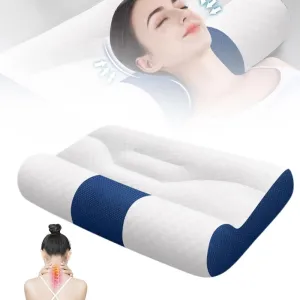 Comfort Goose Down Pillow, 2025 New Neck Support Plillow, Cervical Neck Pillow for Sleeping, Ergonomic Sleep Enhancing Cervical Support Pillow, Premium Goose Down with Cervical Memory Foam (Blue)
