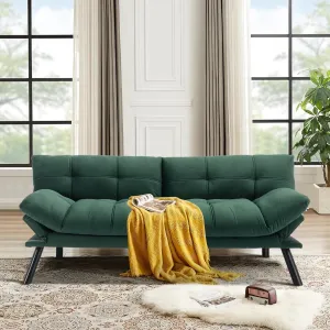 Comfortable Futon Sofa Bed, Memory Foam Loveseat, Convertible Adjustable Sofa Bed CouchSuitable for Office, Home, and Bedroom (Green)