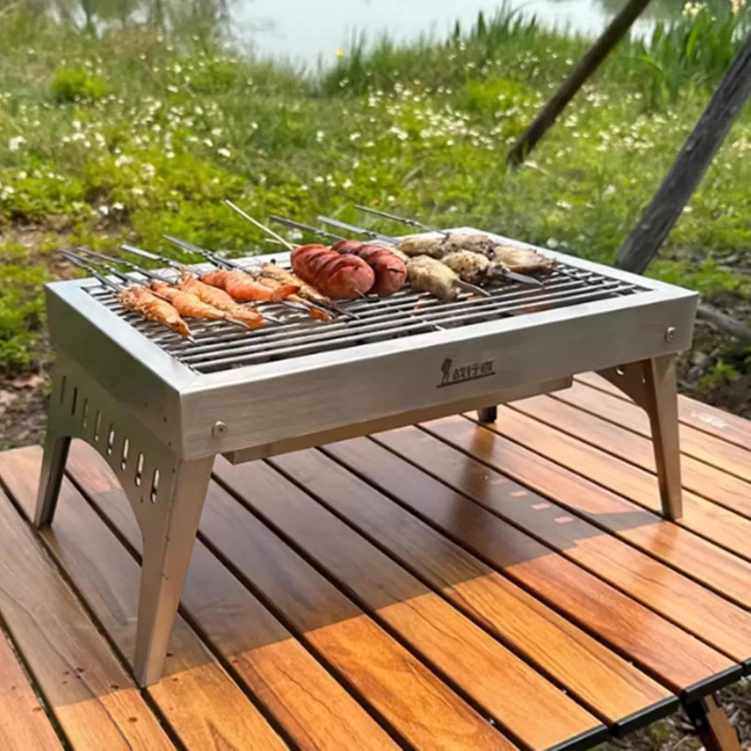 Compact Charcoal Grill Portable BBQ for Camping/Patio - Multi-Use Small Barbecue Grill With Easy Assembly, Heat-Resistant & Foldable Legs a