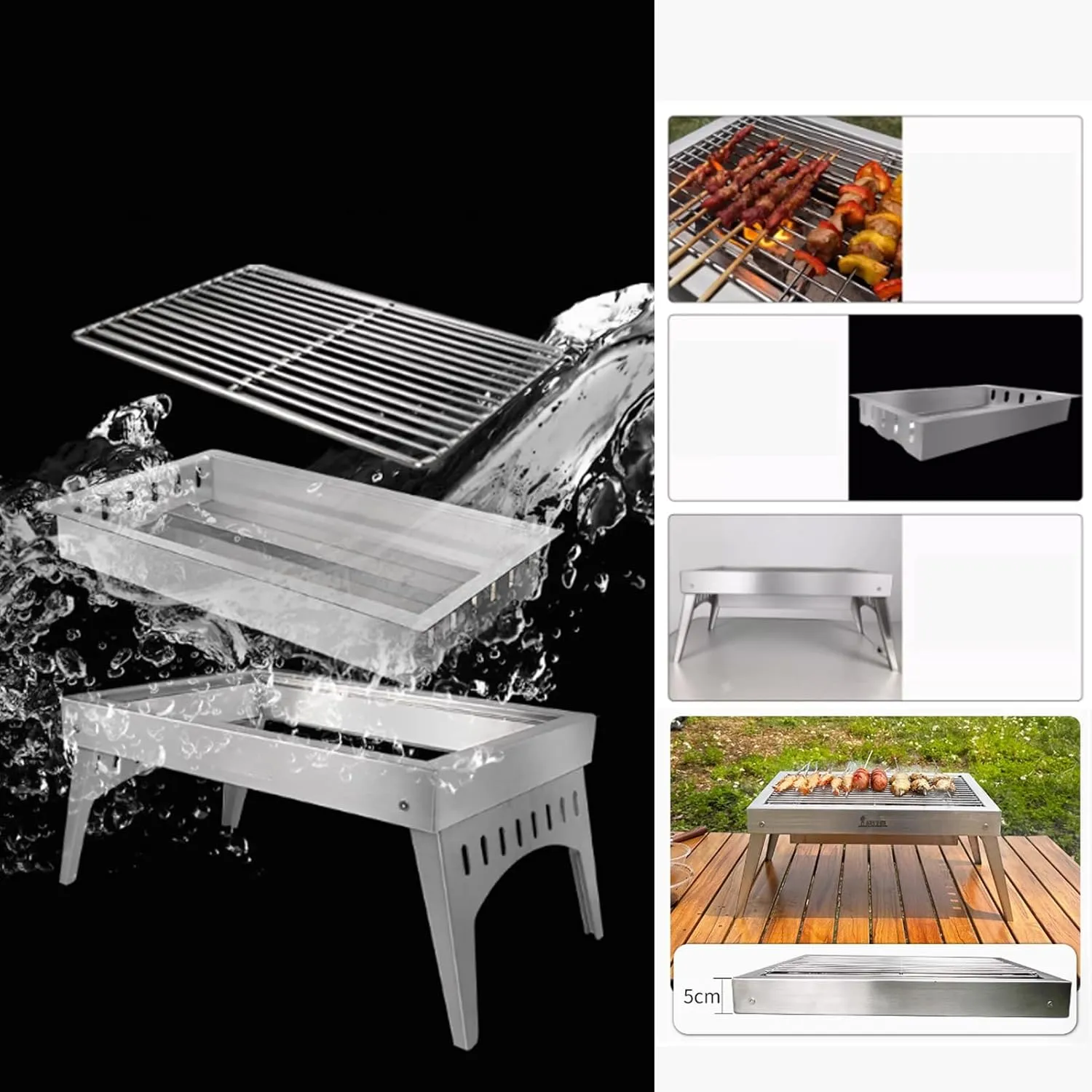 Compact Charcoal Grill Portable BBQ for Camping/Patio - Multi-Use Small Barbecue Grill With Easy Assembly, Heat-Resistant & Foldable Legs a