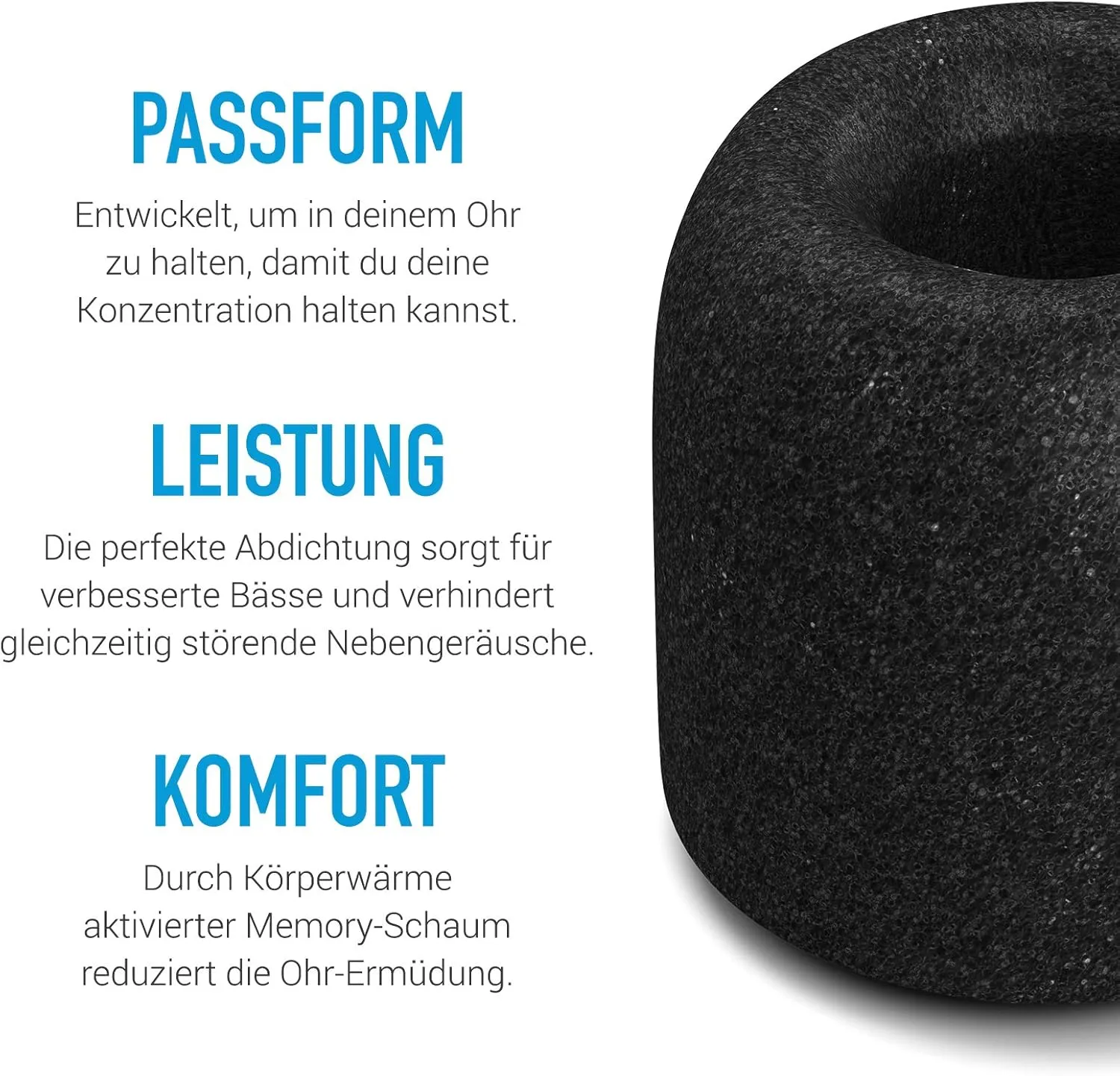 Comply 400 Core Series | Memory Foam Replacement IEM Ear Tips for Campfire Audio, Sennheiser, & More | Superior Noise Isolation, Ultimate Comfort, Secure Fit | Black, Medium (3 Pairs)