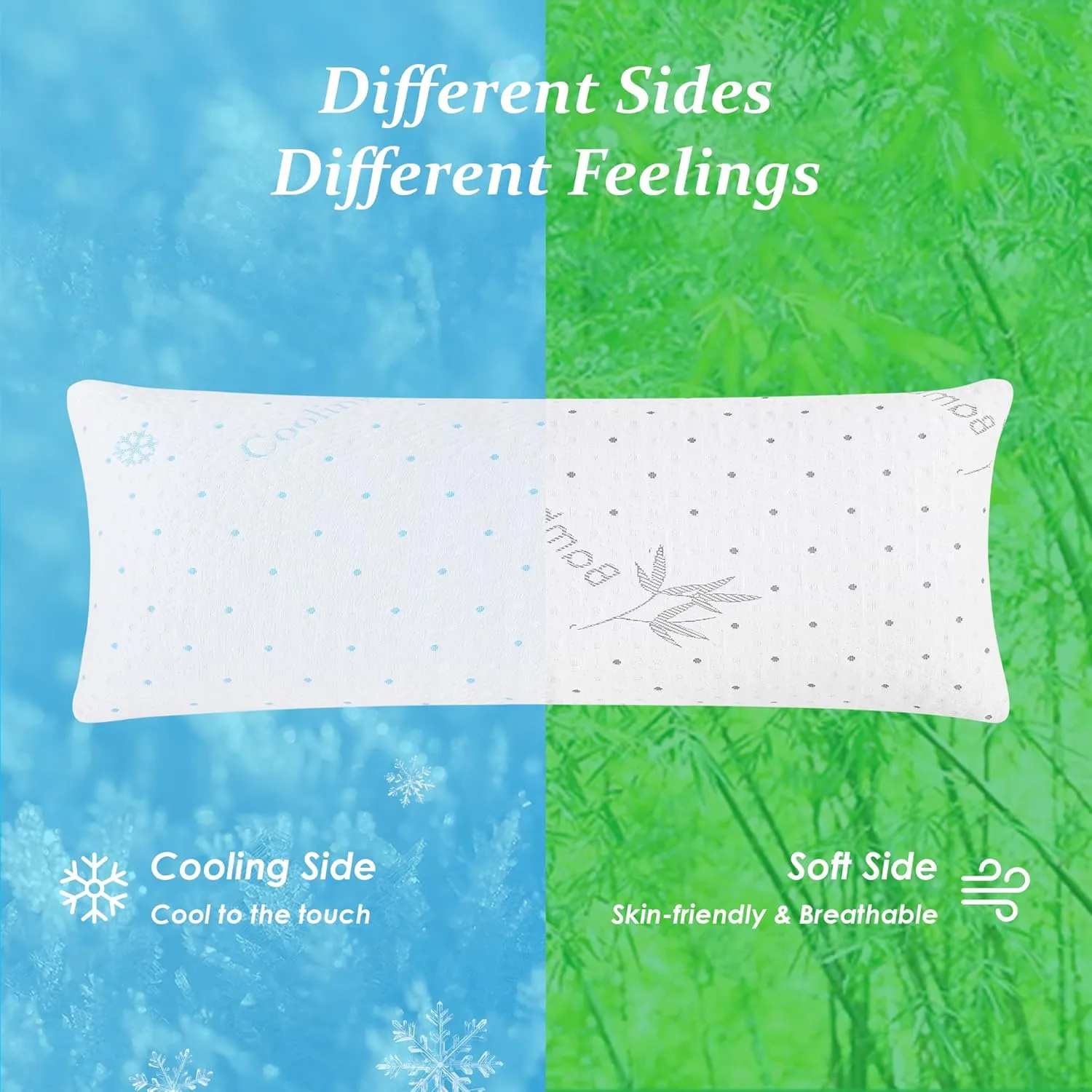 Cooling Body Pillow with Pillowcase, Adjustable Shredded Memory Foam Pregnancy Long Full Bed Body Pillows for Adults Side Sleeper - with Washable Soft Cooling Double-Sided Cover, 20x54 inch