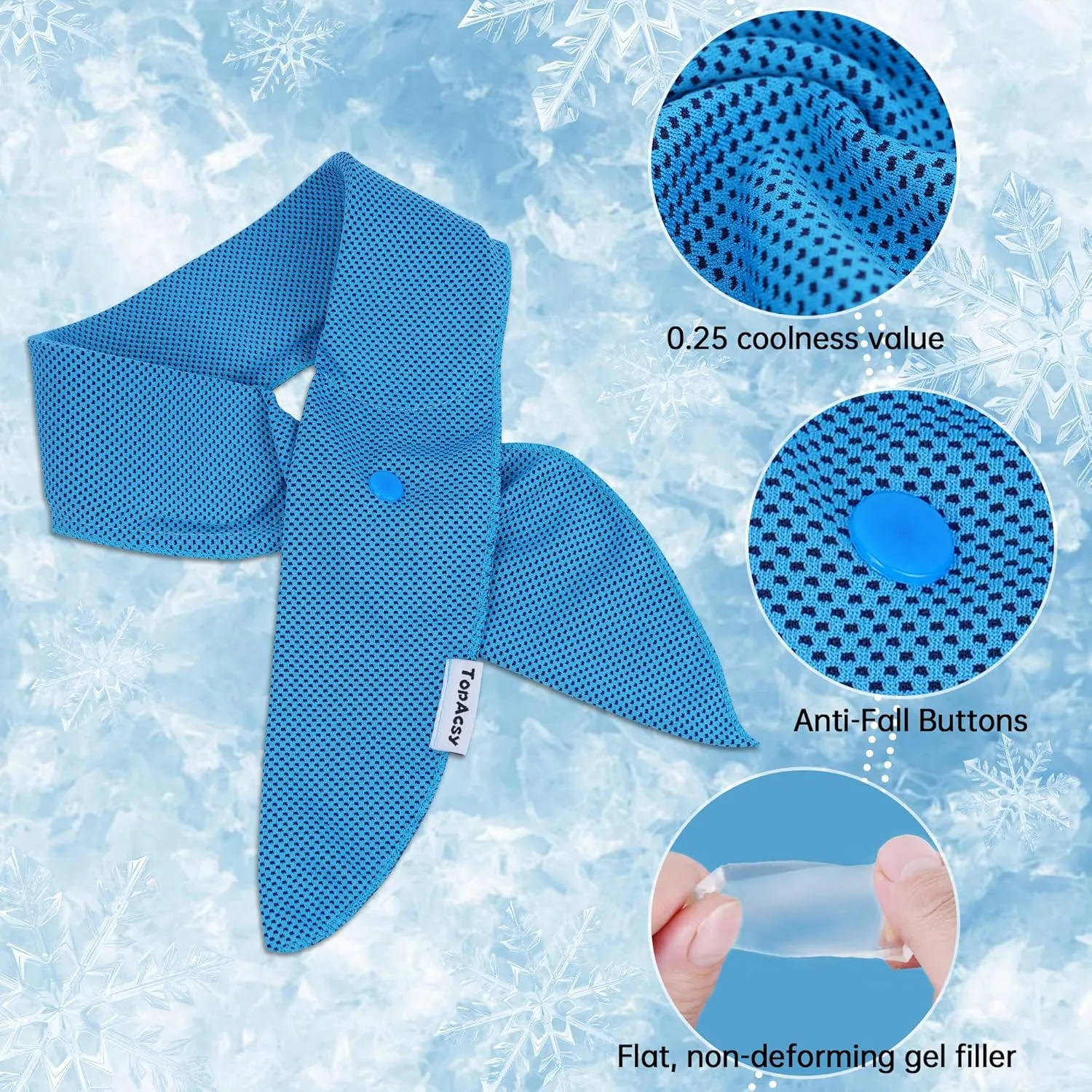 Cooling neck wraps, neck coolers for hot weather, headbands, with long lasting gel and full wrap fabrics, 2 packs