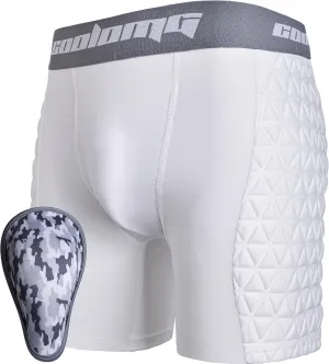 COOLOMG Men Adult Baseball Sliding Shorts with Foam Athletic Cup Padded Compression Short for Softball Football Hockey