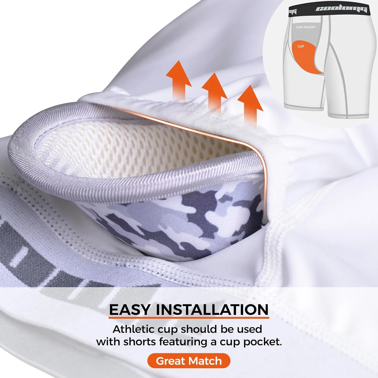 COOLOMG Men Adult Baseball Sliding Shorts with Foam Athletic Cup Padded Compression Short for Softball Football Hockey
