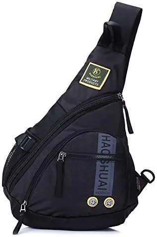 Crossbody Sling Backpack Sling Bag Travel Hiking Chest Bag Daypack (Black), Large