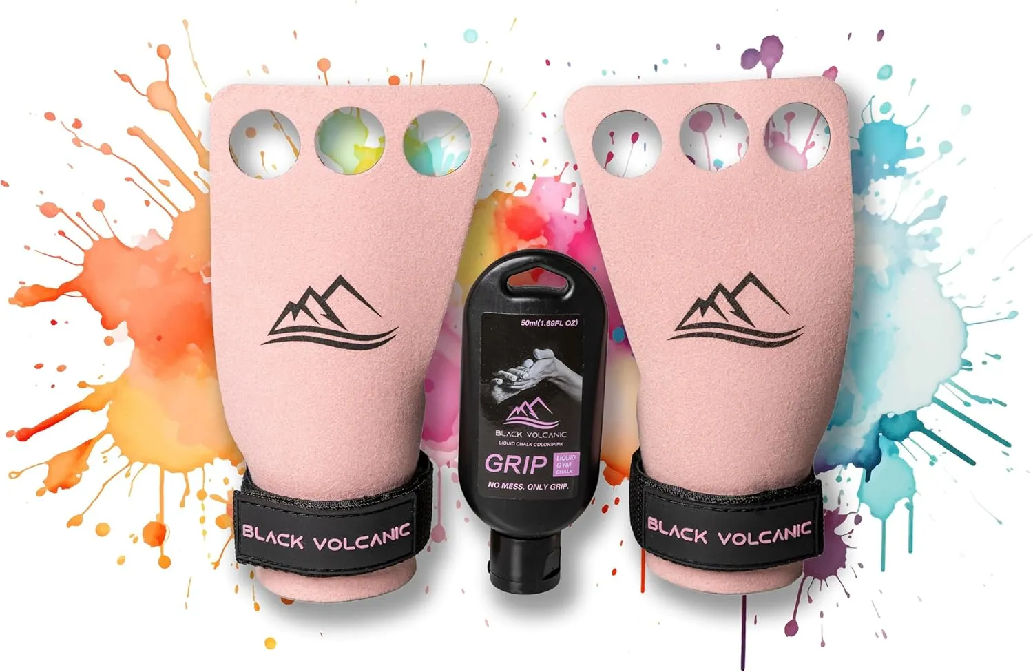 Crossfit Grips, Carbon Hand Grips for Women in Pink, Gym Grips for Crossfit, Weight Lifting, Gymnastics, FREE Pink Liquid Chalk and Mesh Bag