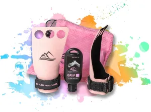 Crossfit Grips, Carbon Hand Grips for Women in Pink, Gym Grips for Crossfit, Weight Lifting, Gymnastics, FREE Pink Liquid Chalk and Mesh Bag