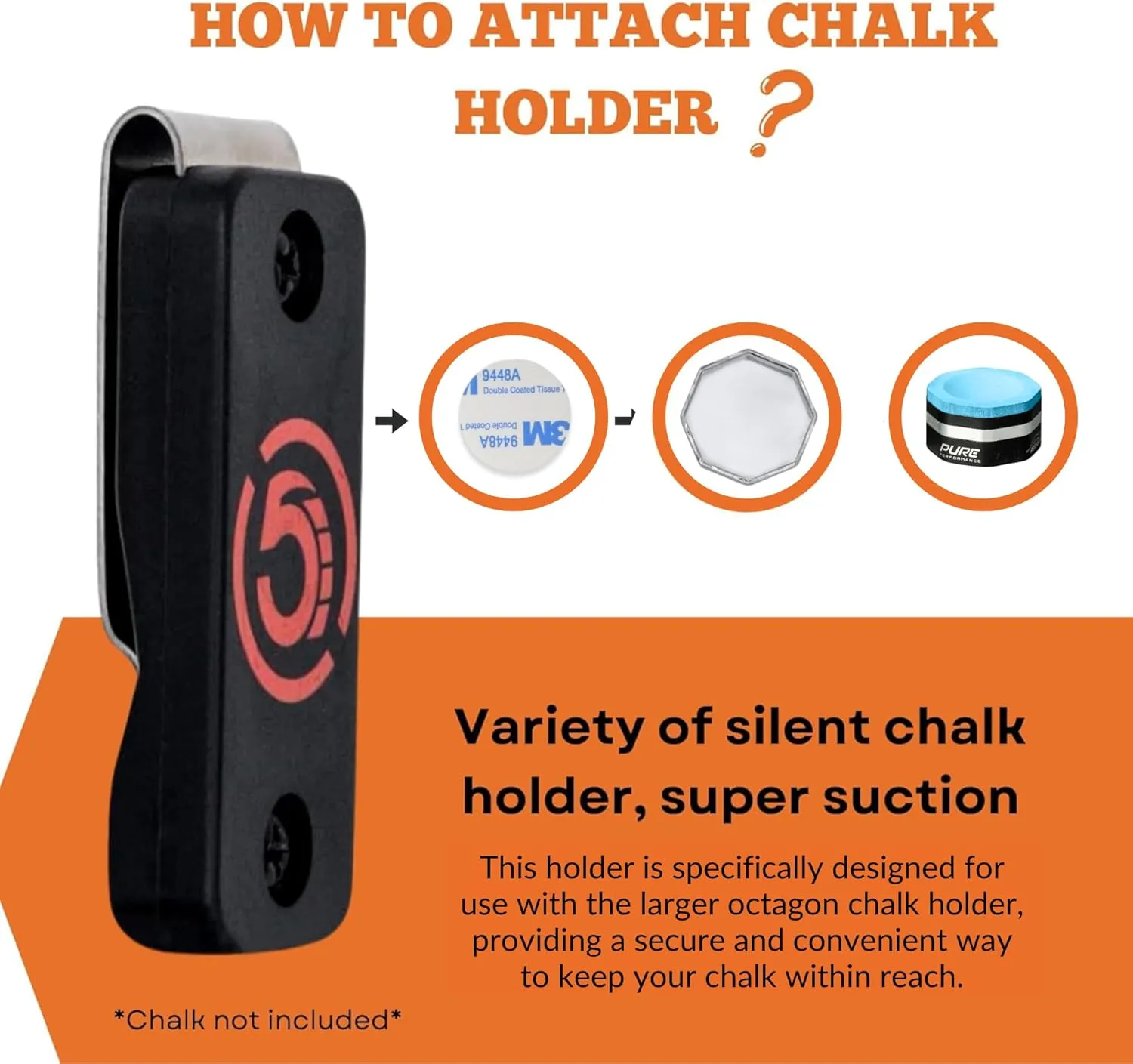 Cru5h Magnetic Chalk Holder Clip - Super Strong Neodymium Belt Clip for Pool Chalk, Cue Chalk, Billiard Accessories - Fits All Magnetic Chalk Holders