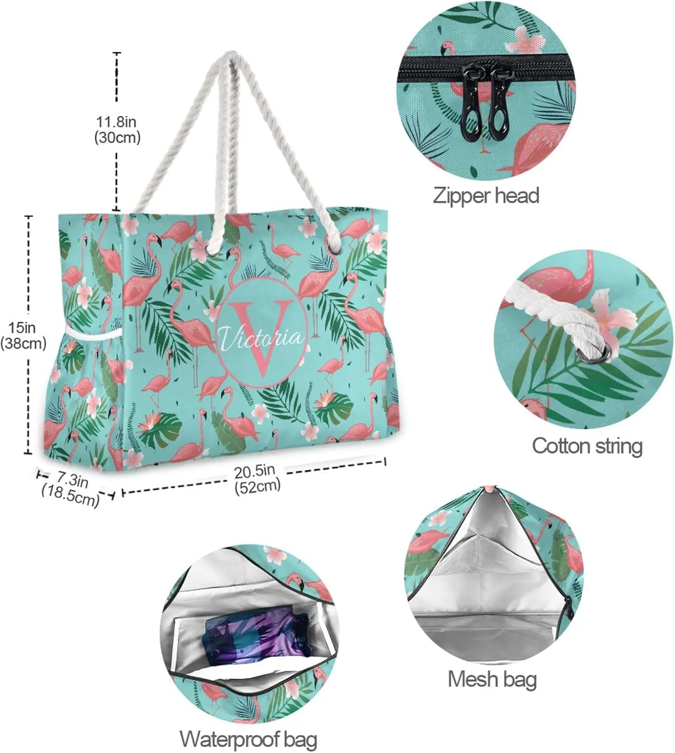 Custom Large Beach Bags Personalized Shoulder Tote Bag for Women Customized Shoulder Bag