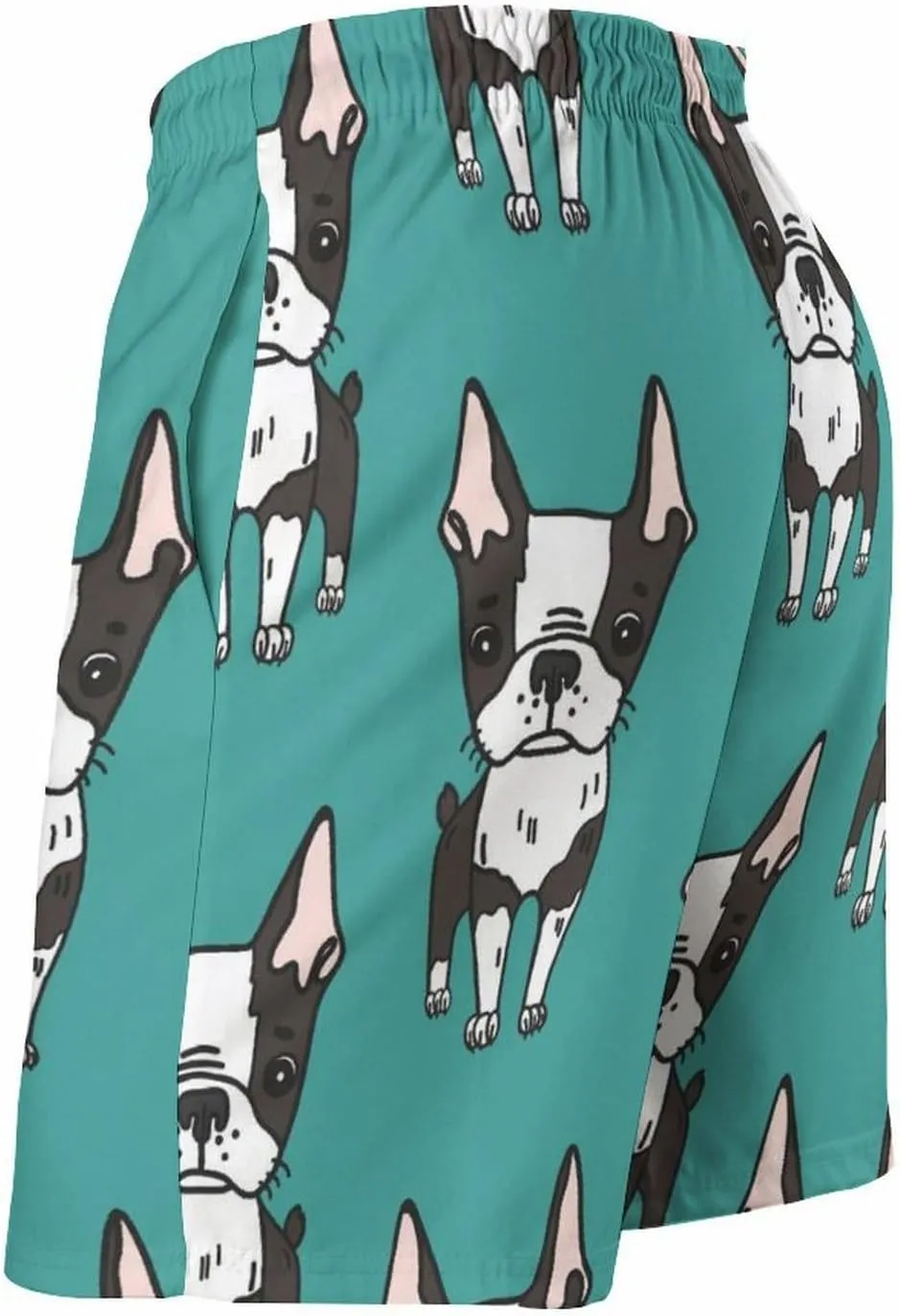 Cute Boston Terrier Men's Swim Trunks Quick Dry Beach Shorts with Mesh Lining Pockets