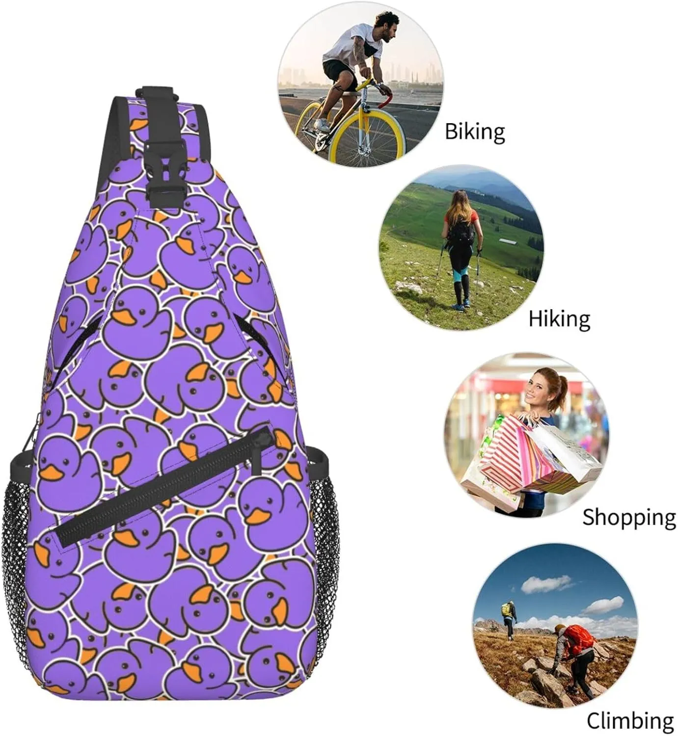 Cute Duck Sling Bag For Women Men Fashion Print Backpack Crossbody Shoulder Bag Sling Backpack Chest Bag Travel Hiking Casual Sport Daypack
