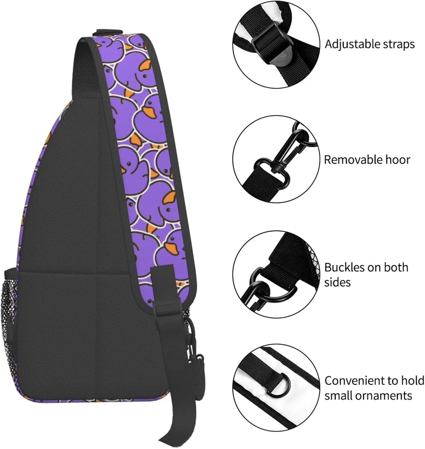 Cute Duck Sling Bag For Women Men Fashion Print Backpack Crossbody Shoulder Bag Sling Backpack Chest Bag Travel Hiking Casual Sport Daypack