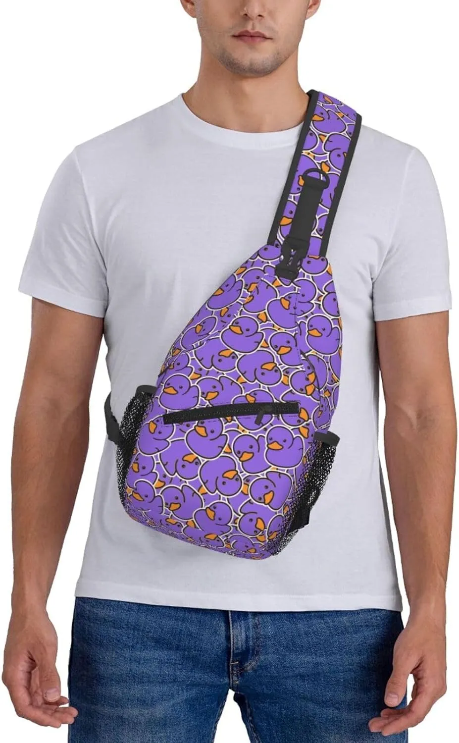 Cute Duck Sling Bag For Women Men Fashion Print Backpack Crossbody Shoulder Bag Sling Backpack Chest Bag Travel Hiking Casual Sport Daypack