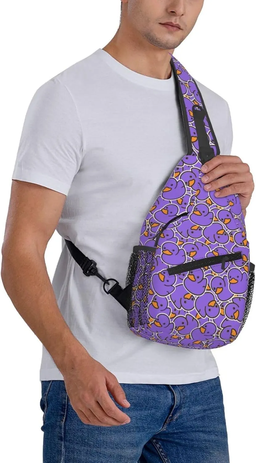 Cute Duck Sling Bag For Women Men Fashion Print Backpack Crossbody Shoulder Bag Sling Backpack Chest Bag Travel Hiking Casual Sport Daypack