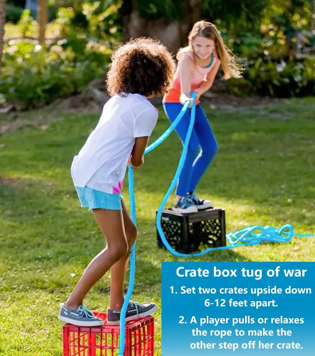 CWLAKON Tug of War Rope Games 40ft for Kids Adult, Field Day Family Reunion Outdoor Outside Yard Backyard Lawn Carnival Camping Picnic Games for Team Building, Blue