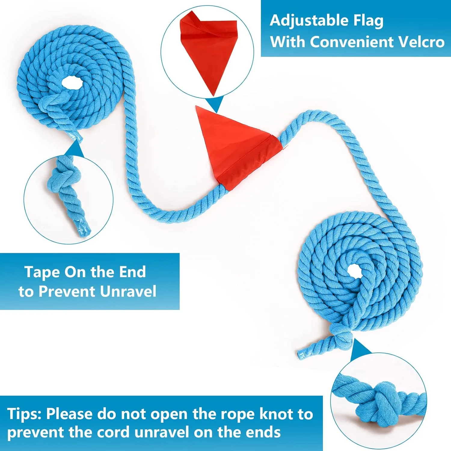CWLAKON Tug of War Rope Games 40ft for Kids Adult, Field Day Family Reunion Outdoor Outside Yard Backyard Lawn Carnival Camping Picnic Games for Team Building, Blue