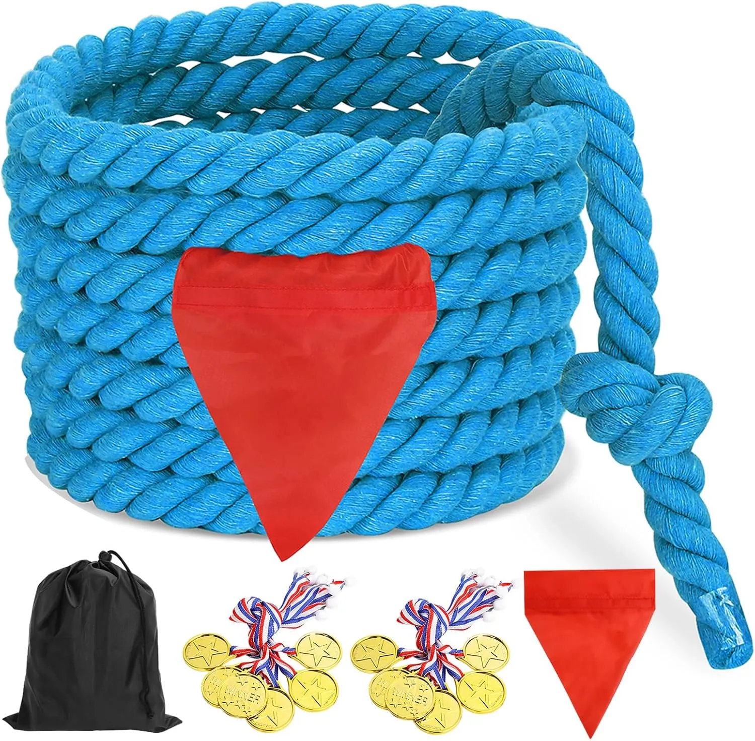 CWLAKON Tug of War Rope Games 40ft for Kids Adult, Field Day Family Reunion Outdoor Outside Yard Backyard Lawn Carnival Camping Picnic Games for Team Building, Blue
