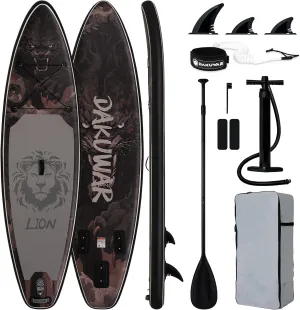DAKUWAR Paddle Board 10'6''x33''x6'' Inflatable Stand Up Paddle Boards with SUP Accessories Ultra-Light Paddleboard Non-Slip Comfort Deck for Adults & Youth of All Skill Levels （Black and Grey）
