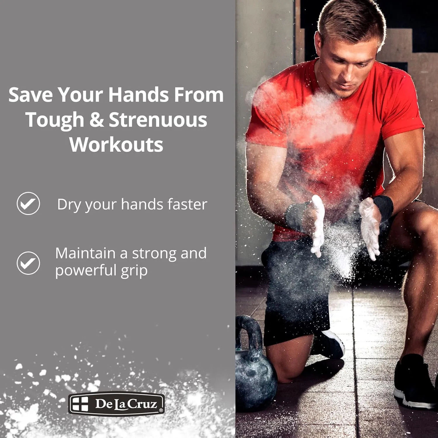 De La Cruz Magnesium Carbonate Gym Chalk - Weightlifting, Gymnastics and Rock Climbing Chalk