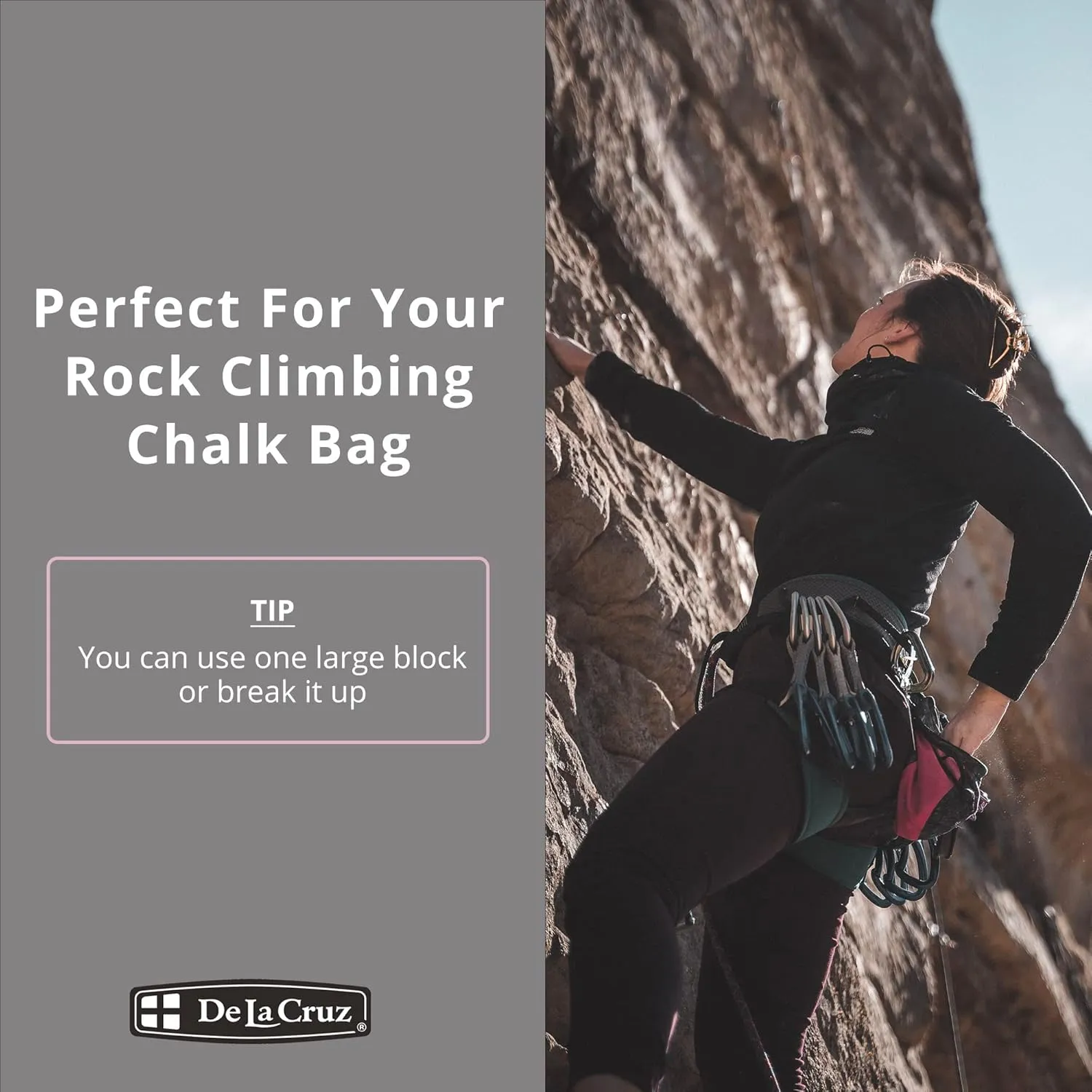 De La Cruz Magnesium Carbonate Gym Chalk - Weightlifting, Gymnastics and Rock Climbing Chalk