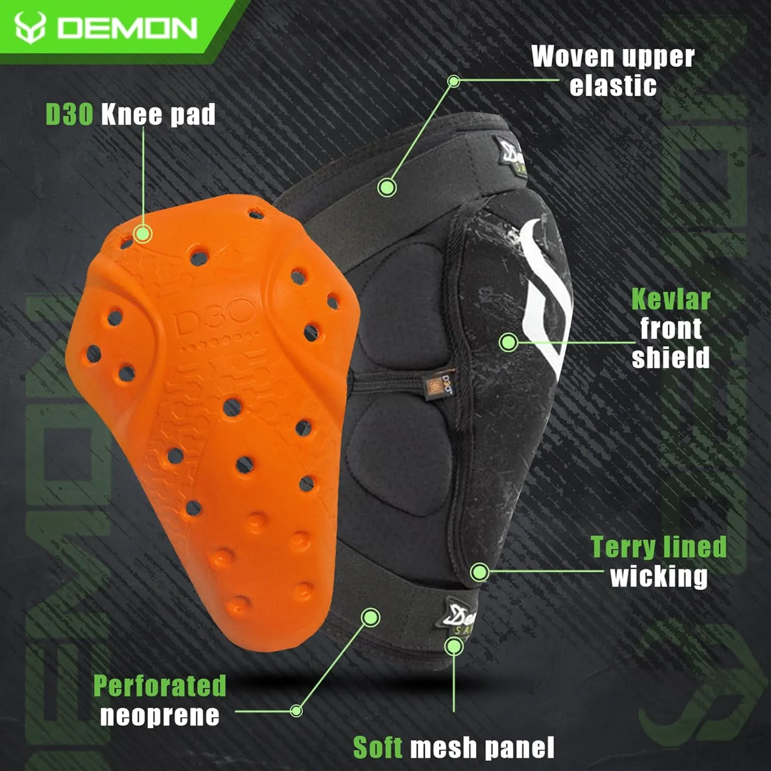 Demon Hyper X D30 V3 Mountain Bike Knee pad | BMX | MX | Snowboard (Large)
