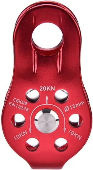 Dilwe 20kN UIAA Certified Heavy Duty Single Swivel Rope Pulley Fixed Tree Rock Climbing Single Pulley Rappelling Arborist Safety Gear(Red)