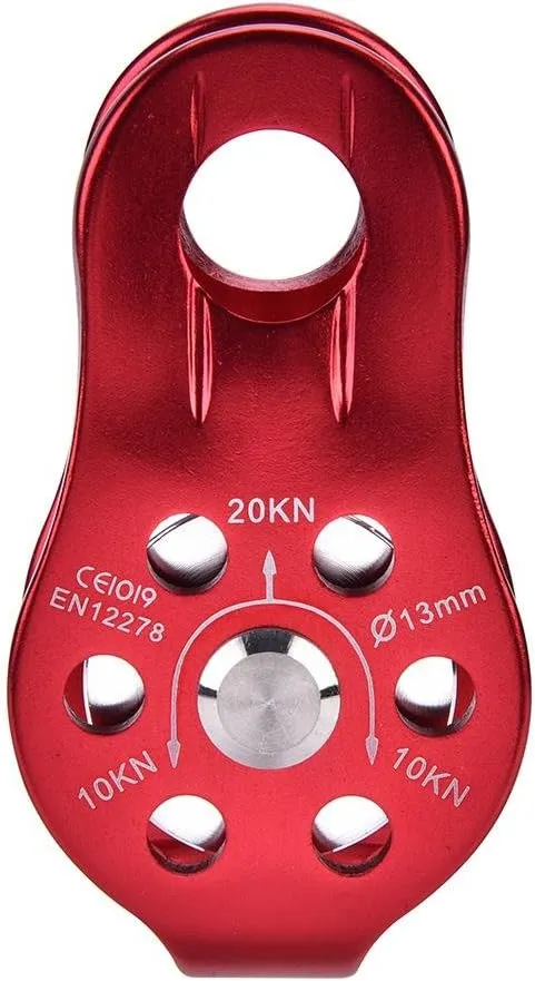 Dilwe 20kN UIAA Certified Heavy Duty Single Swivel Rope Pulley Fixed Tree Rock Climbing Single Pulley Rappelling Arborist Safety Gear(Red)