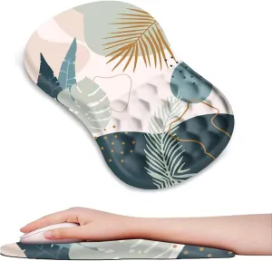 DINKY Ergonomic Mouse Pads Wrist Support, Entire Memory Foam with Anti-Slip PU Base, Pain Relief Mouse Mat with Wrist Rests Easy Typing for Computer Laptop, Home and Office (Anstract Plant)