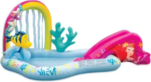 Disney Store Official Ariel Inflatable Kiddie Pool - Inflatable Kids Pool with Water Sprayer, Arch, and Slide - Splash Pad - Inspired by The Little Mermaid, Connects to Garden Hose for Spray
