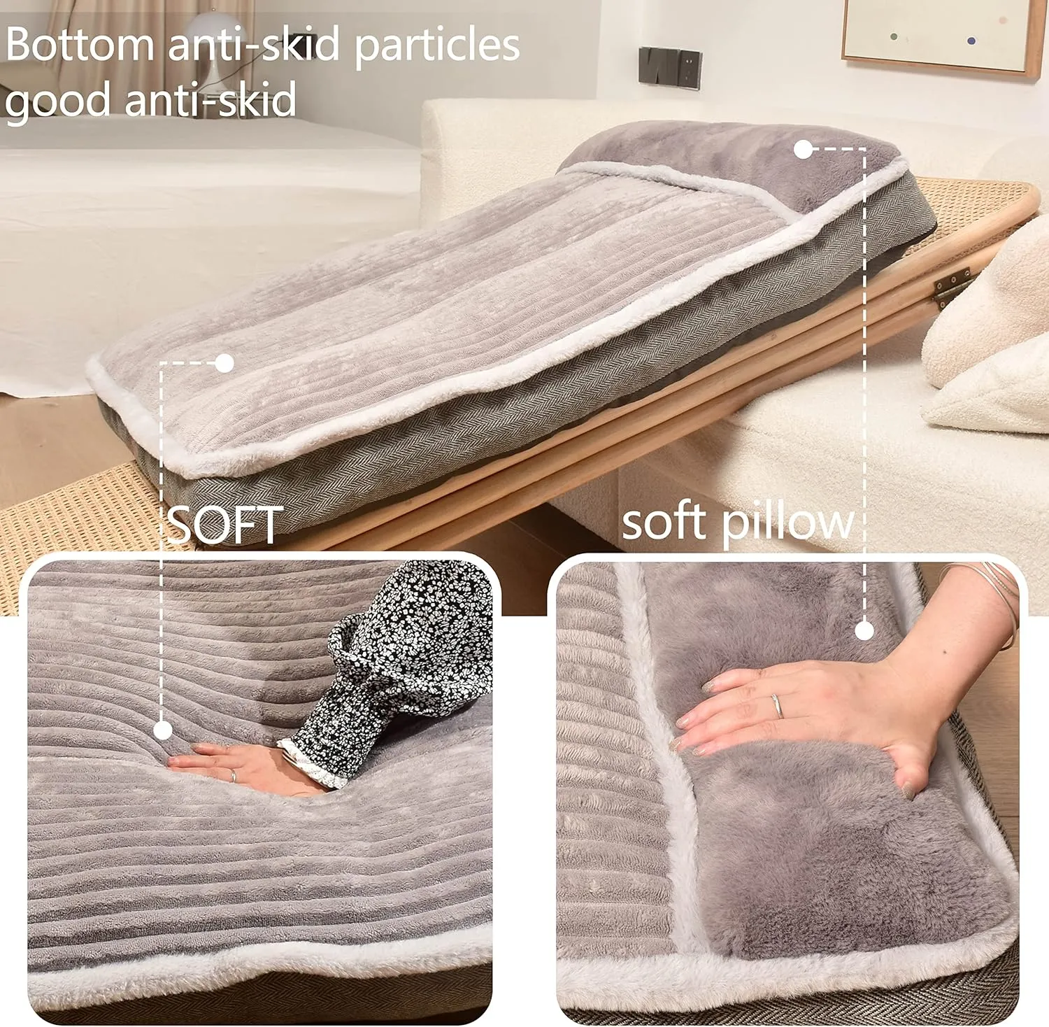 Dog Bed for Large Dogs, Dog Mattress with Pillow for Crate Kennel, Sofa pet Bed, Super Soft pet Bed for Medium, Jumbo, Small Dogs Breeds (Grey, Large:(31"x25"x3"))