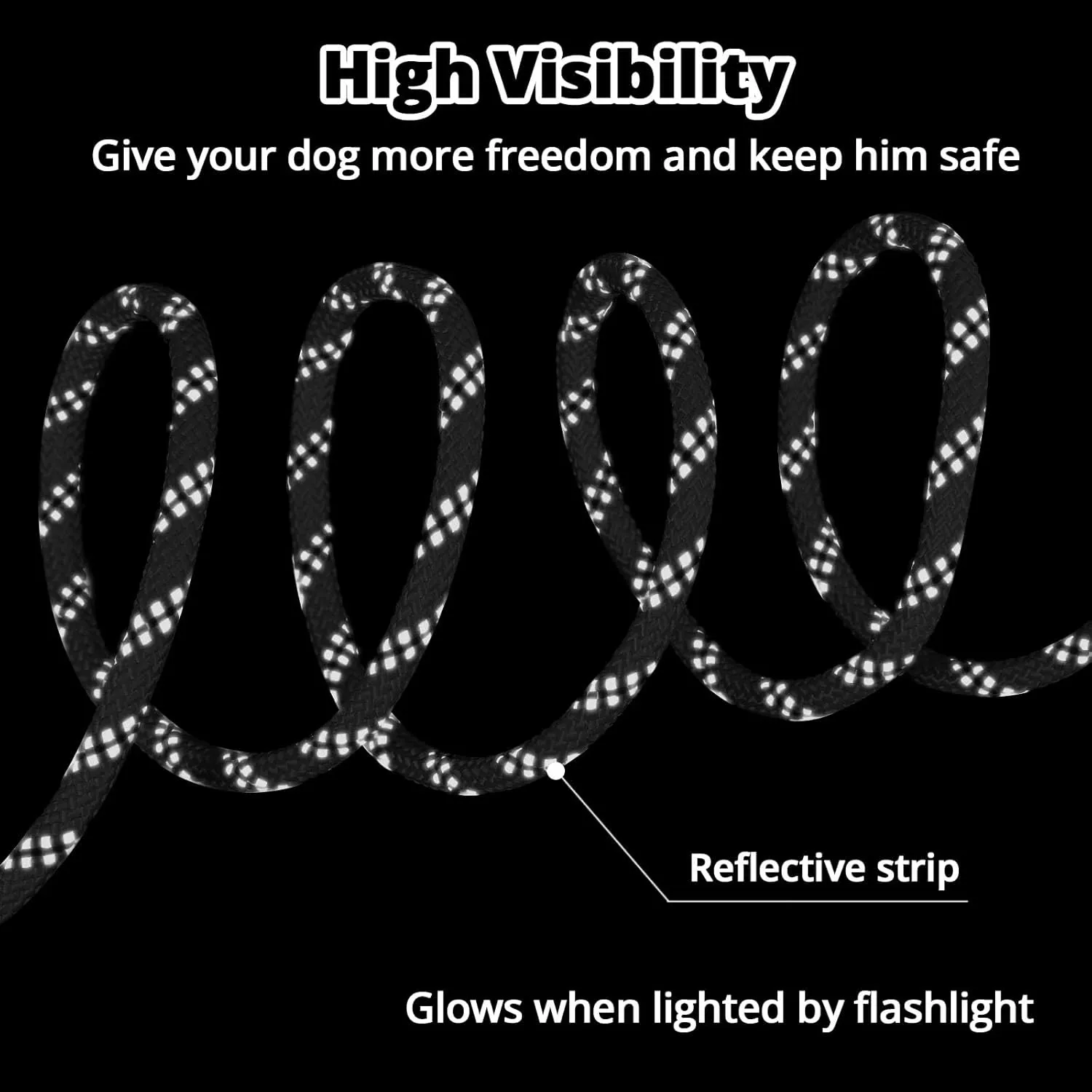 Dog Tie Out Cable for Camping - 50ft/70ft/100ft Portable Reflective Overhead Trolley System for Dogs up to 300lbs - Dog Lead for Yard Camping | Parks | Outdoor Events（Black）