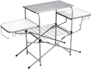 DORTALA Folding Camping Table with Carry Bag, Folding BBQ Table Grilling Stand with Storage Lower Shelf and Hook,Portable Cook Station Table Quick Setup for BBQ Party, Camping, Picnics