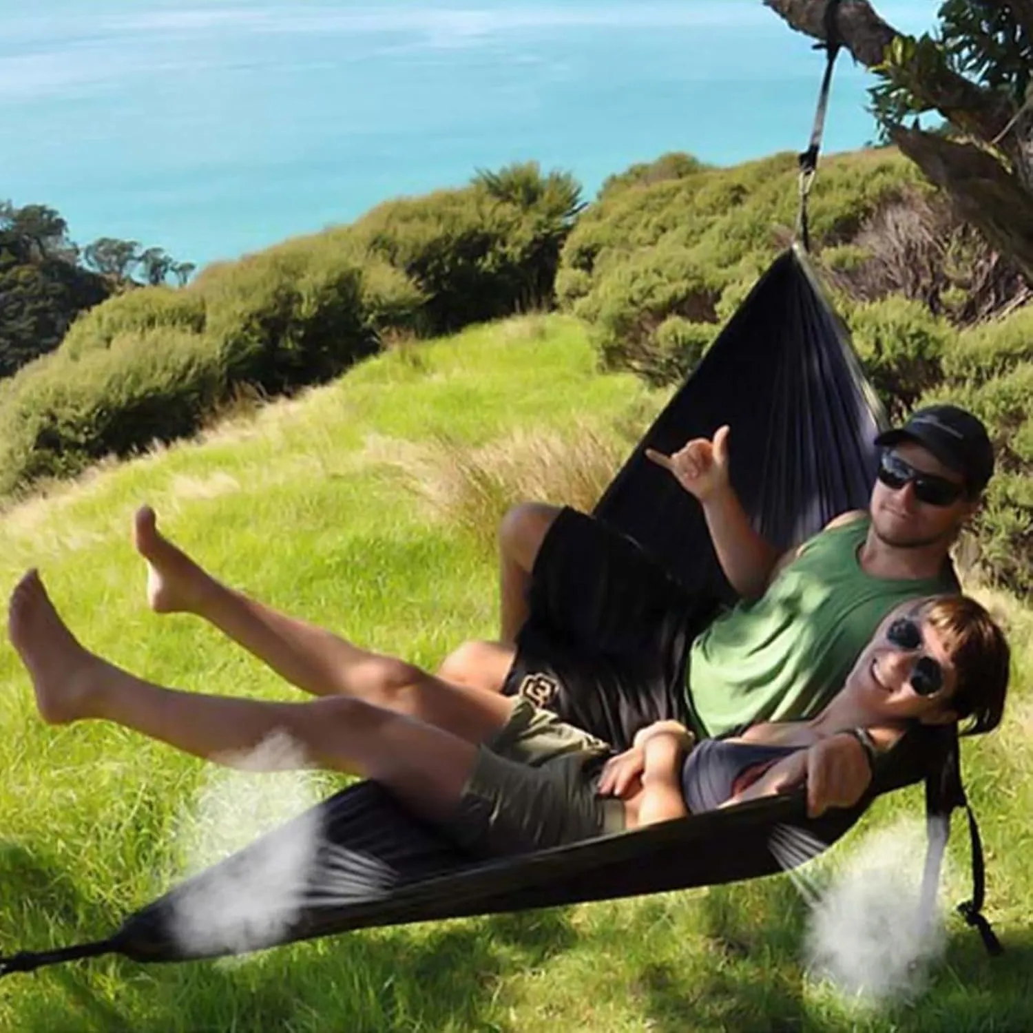 Double Camping Hammock for 1 2 People with Tree Straps, Lightweight Portable 210T Parachute Nylon Hammock for Hiking, Traveling, Backpacking and Backyard,D,250x140cm
