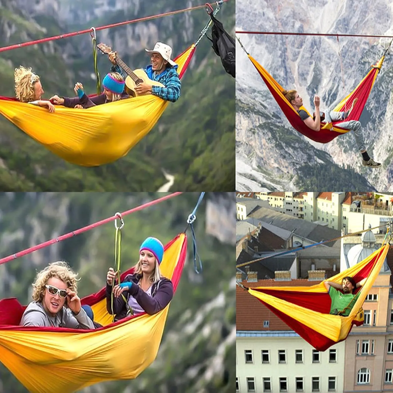 Double Camping Hammock for 1 2 People with Tree Straps, Lightweight Portable 210T Parachute Nylon Hammock for Hiking, Traveling, Backpacking and Backyard,D,250x140cm