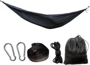 Double Camping Hammock,Lightweight Nylon Portable Hammock,Parachute Double Hammock,for Backpacking Camping Travel Beach Black 300x200cm