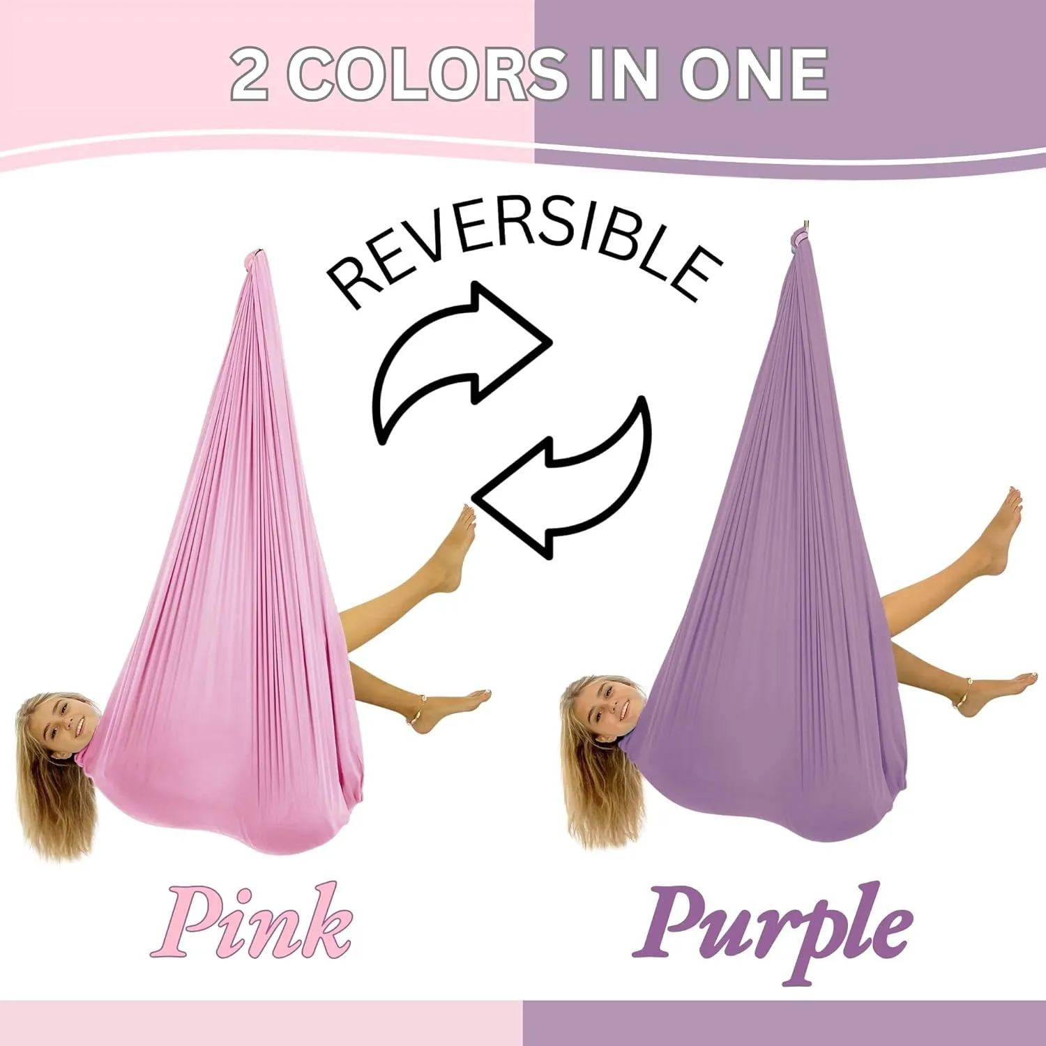Double Layer Reversible Sensory Swing | Outdoor and Indoor Swing for Kids and Adults Up to 260 lbs | Autism Cocoon Swing | Kids Sensory Swing Indoor | ADHD