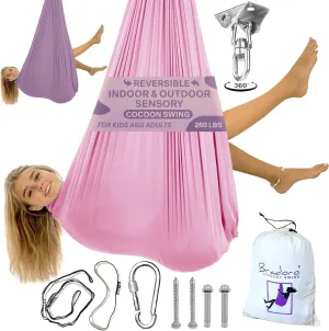 Double Layer Reversible Sensory Swing | Outdoor and Indoor Swing for Kids and Adults Up to 260 lbs | Autism Cocoon Swing | Kids Sensory Swing Indoor | ADHD